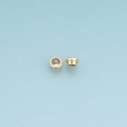 18K Gold Filled Mini Gem Buckle Spacer Beads,Minimalist Beads Bracelet Necklace for DIY Jewelry Making Supply
