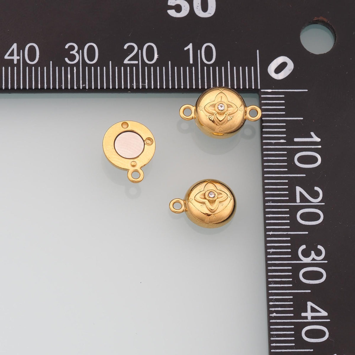 CZ Flower Round Magnetic Connector,14K Gold Stainless Steel Connector,Waterproof Connector for DIY Necklace Bracelet Making
