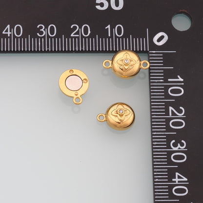 CZ Flower Round Magnetic Connector,14K Gold Stainless Steel Connector,Waterproof Connector for DIY Necklace Bracelet Making