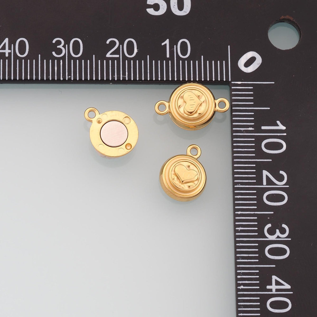 Heart Round Magnetic Connector,14K Gold Stainless Steel Connector,Waterproof Connector for DIY Necklace Bracelet Making