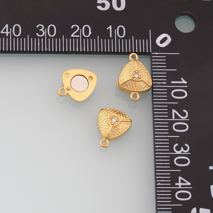 CZ Triangle Magnetic Connector,14K Gold Stainless Steel Connector,Waterproof Connector for DIY Necklace Bracelet Making