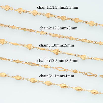 Stainless Steel Oval Chain,14K Gold Stainless Steel Chain,Waterproof Chain for DIY Necklace Bracelet Making