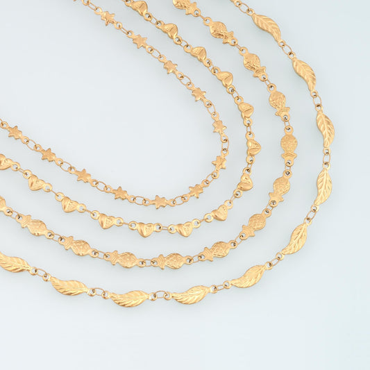 Stainless Steel Heart Chain,14K Gold Stainless Steel Chain,Waterproof Chain for DIY Necklace Bracelet Making