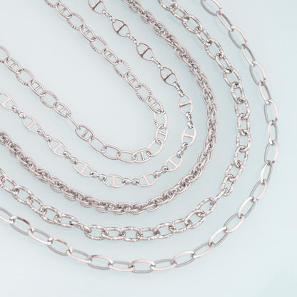 Stainless Steel Twist Oval Chain,Silver Stainless Steel Chain,Waterproof Chain for DIY Necklace Bracelet Making