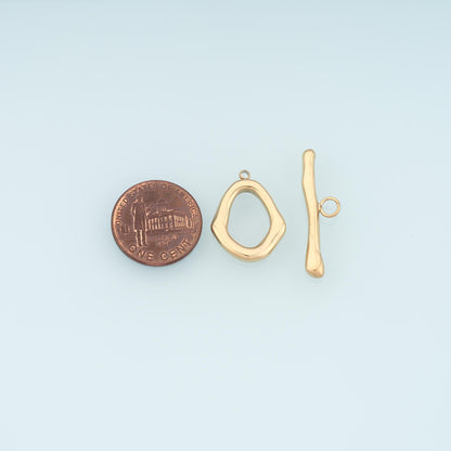Geometry OT Toggle Clasp,14K Gold Stainless Steel Jewelry Closure,Waterproof Connector for DIY Necklace Bracelet Making