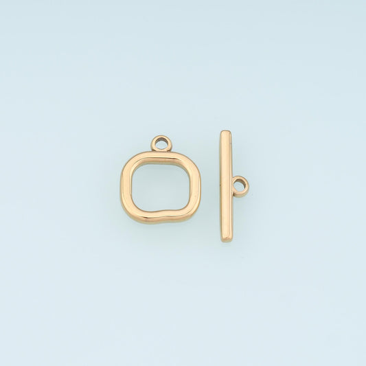 Square OT Toggle Clasp,14K Gold Stainless Steel Jewelry Closure,Waterproof Connector for DIY Necklace Bracelet Making