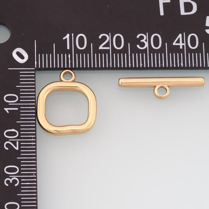 Square OT Toggle Clasp,14K Gold Stainless Steel Jewelry Closure,Waterproof Connector for DIY Necklace Bracelet Making