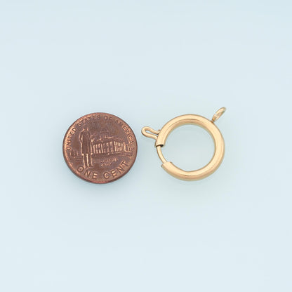 Round Spring Carabiner Clasp,14K Gold Stainless Steel Clasp,Waterproof Clasp Connector for DIY Necklace Bracelet Making