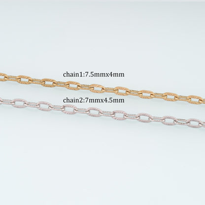 Stainless Steel Embossed Oval Chain,14K Gold Stainless Steel Chain,Waterproof Chain for DIY Necklace Bracelet Making
