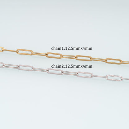 Stainless Steel Embossed Radial Texture Oval Chain,14K Gold Stainless Steel Chain,Waterproof Chain for DIY Necklace Bracelet 