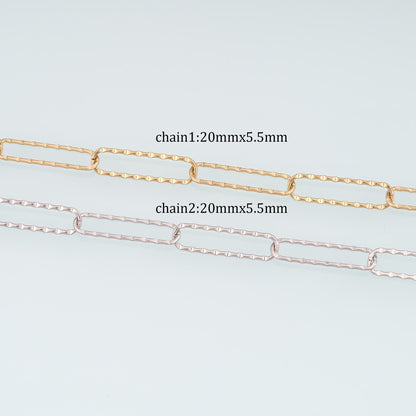 Stainless Steel Embossed Paper Clip Chain,14K Gold Stainless Steel Chain,Waterproof Chain for DIY Necklace Bracelet Making