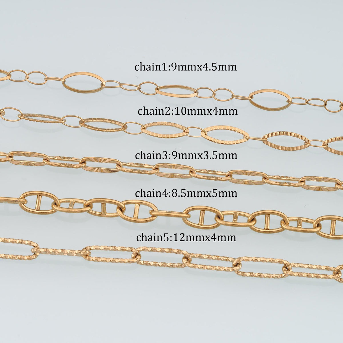 Stainless Steel Embossed Oval Chain,14K Gold Stainless Steel Chain,Waterproof Chain for DIY Necklace Bracelet Making