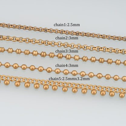 Stainless Steel Lantern Beads Chain,14K Gold Stainless Steel Chain,Waterproof Chain for DIY Necklace Bracelet Making