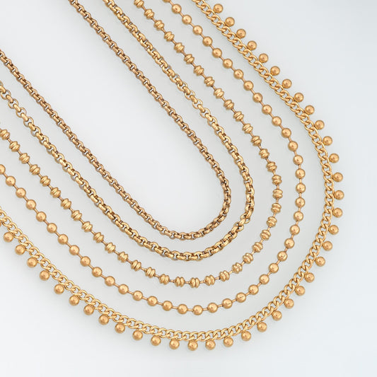 Stainless Steel Lantern Beads Chain,14K Gold Stainless Steel Chain,Waterproof Chain for DIY Necklace Bracelet Making