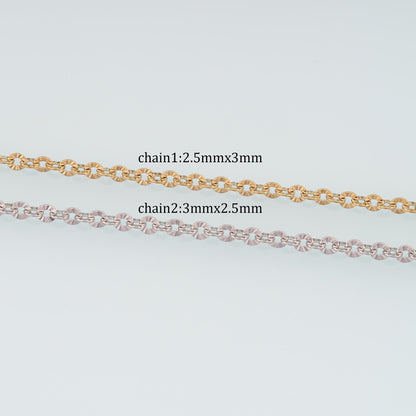 Stainless Steel Embossed Oval Chain,14K Gold Stainless Steel Chain,Waterproof Chain for DIY Necklace Bracelet Making