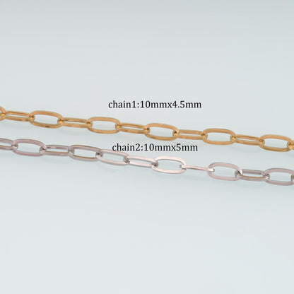 Stainless Steel Oval Chain,14K Gold Stainless Steel Chain,Waterproof Chain for DIY Necklace Bracelet Making