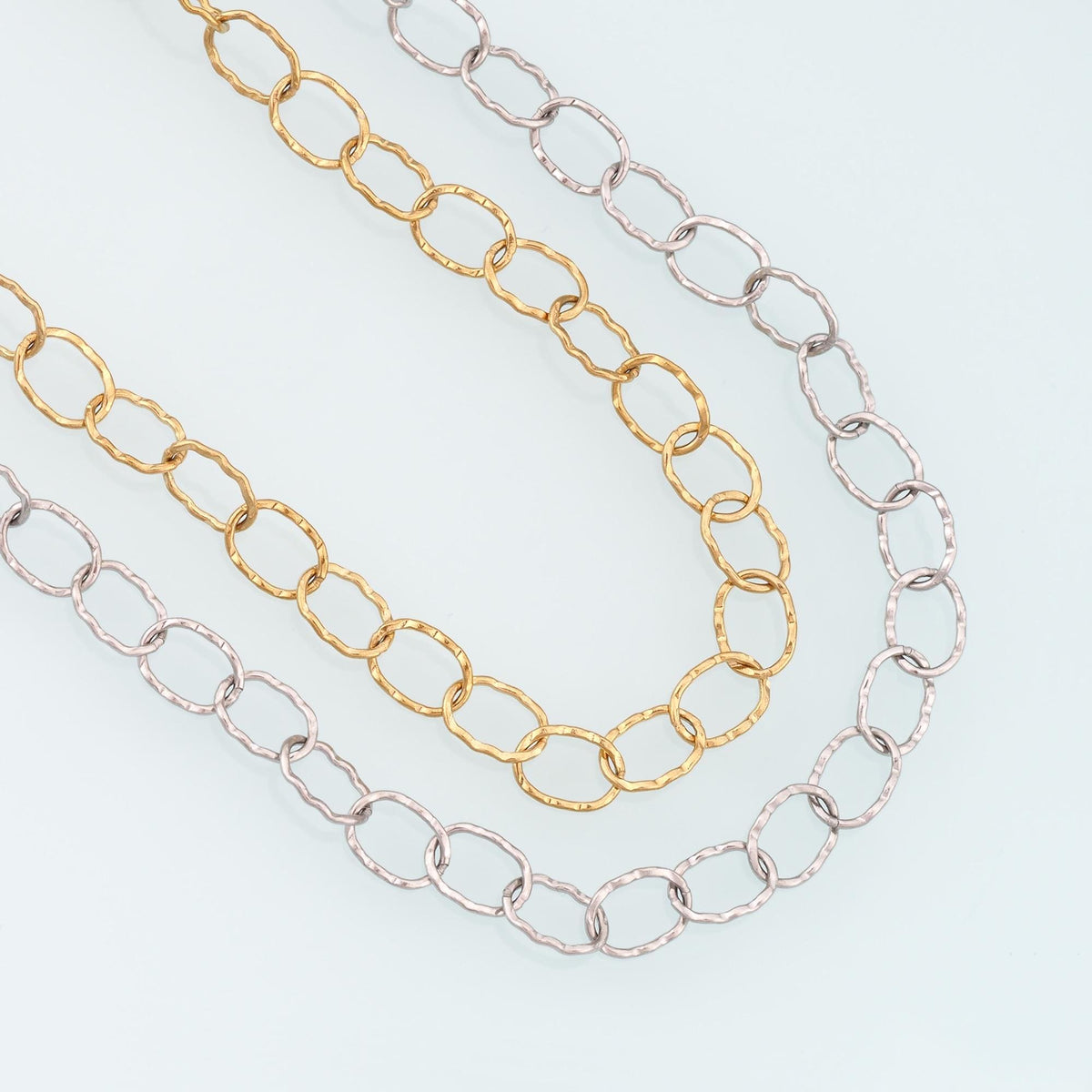 Stainless Steel Lrregular Hammered Oval Chain,14K Gold Stainless Steel Chain,Waterproof Chain for DIY Necklace Bracelet Makin