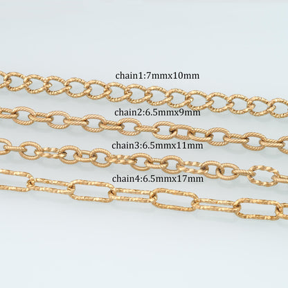 Stainless Steel Twist Oval Chain,14K Gold Stainless Steel Chain,Waterproof Chain for DIY Necklace Bracelet Making