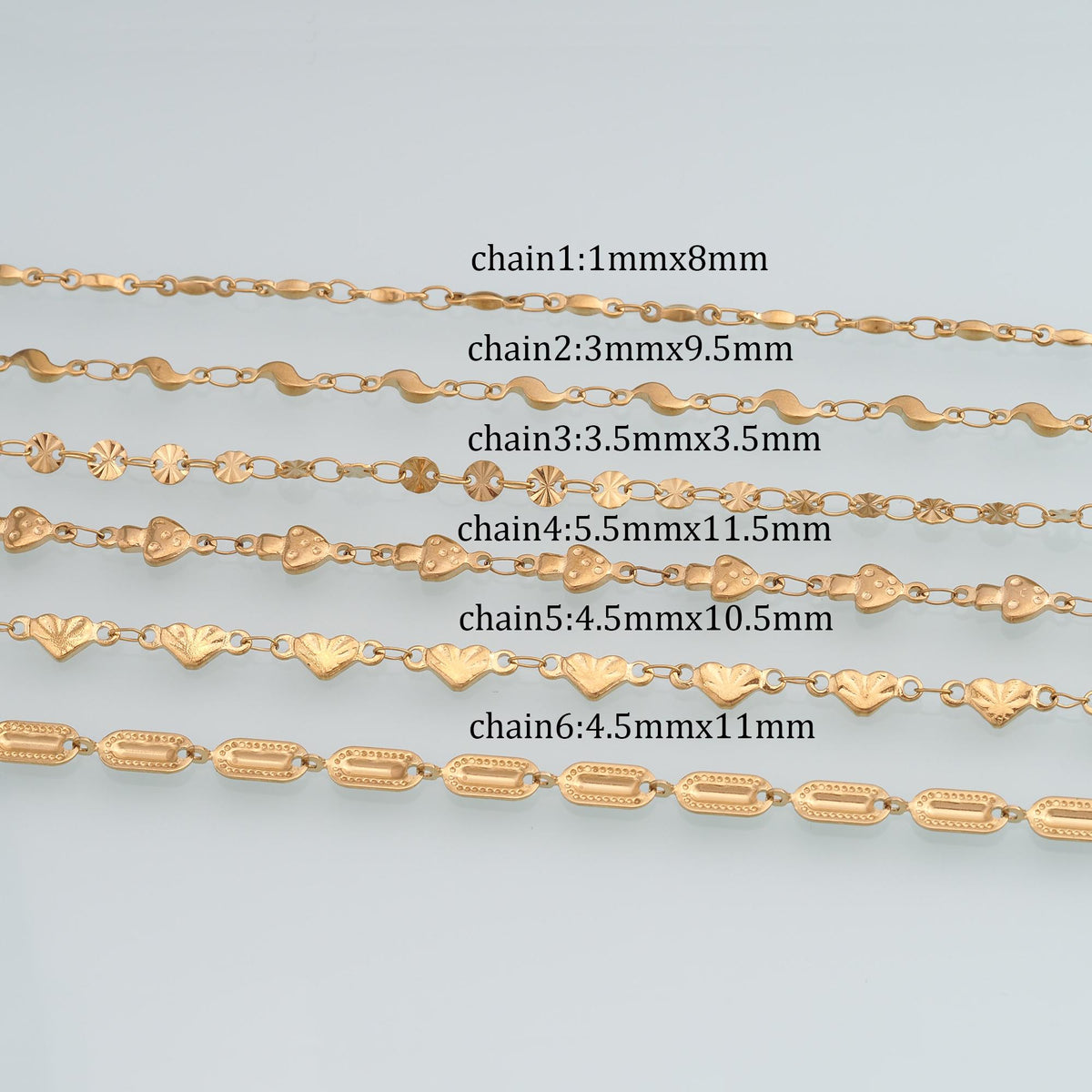 Stainless Steel Mushroom Chain,14K Gold Stainless Steel Chain,Waterproof Chain for DIY Necklace Bracelet Making