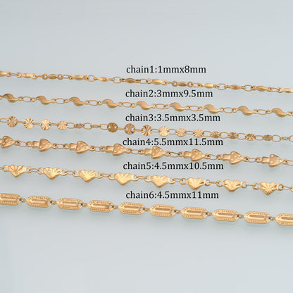 Stainless Steel Mushroom Chain,14K Gold Stainless Steel Chain,Waterproof Chain for DIY Necklace Bracelet Making