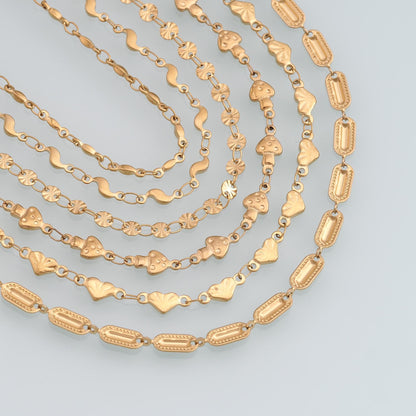 Stainless Steel Mushroom Chain,14K Gold Stainless Steel Chain,Waterproof Chain for DIY Necklace Bracelet Making