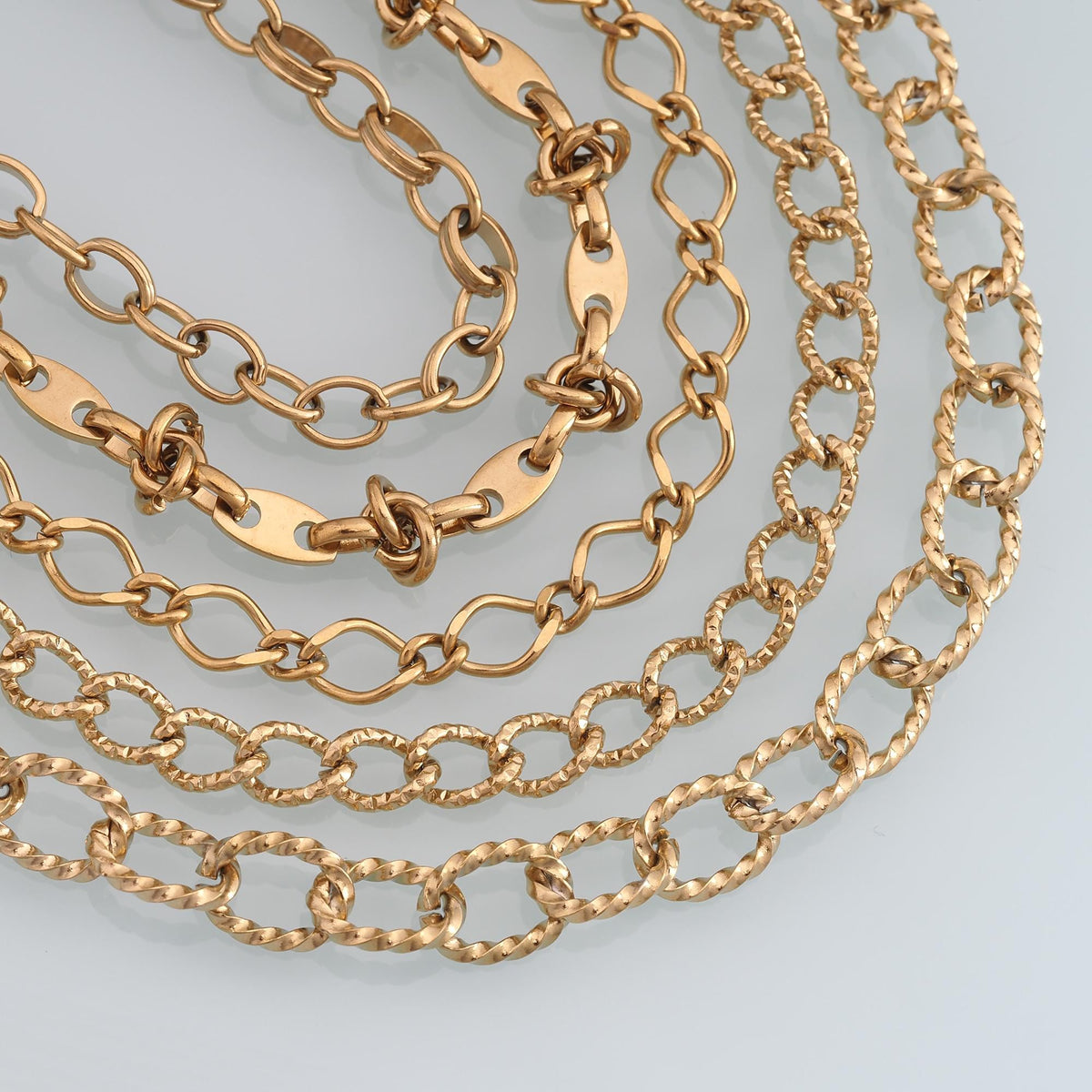 Stainless Steel Twist Oval Chain,14K Gold Stainless Steel Chain,Waterproof Chain for DIY Necklace Bracelet Making