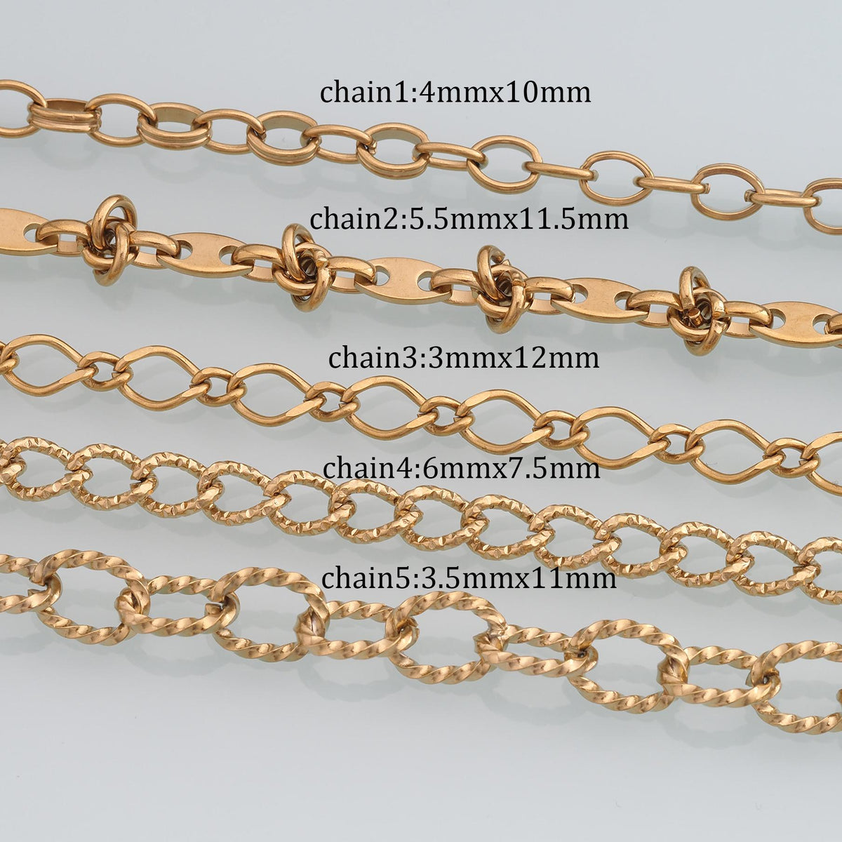 Stainless Steel Twist Oval Chain,14K Gold Stainless Steel Chain,Waterproof Chain for DIY Necklace Bracelet Making