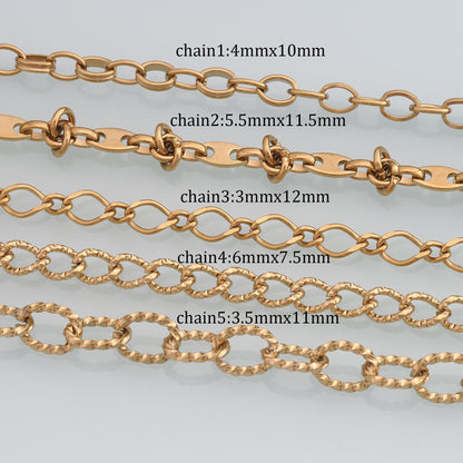 Stainless Steel Twist Oval Chain,14K Gold Stainless Steel Chain,Waterproof Chain for DIY Necklace Bracelet Making