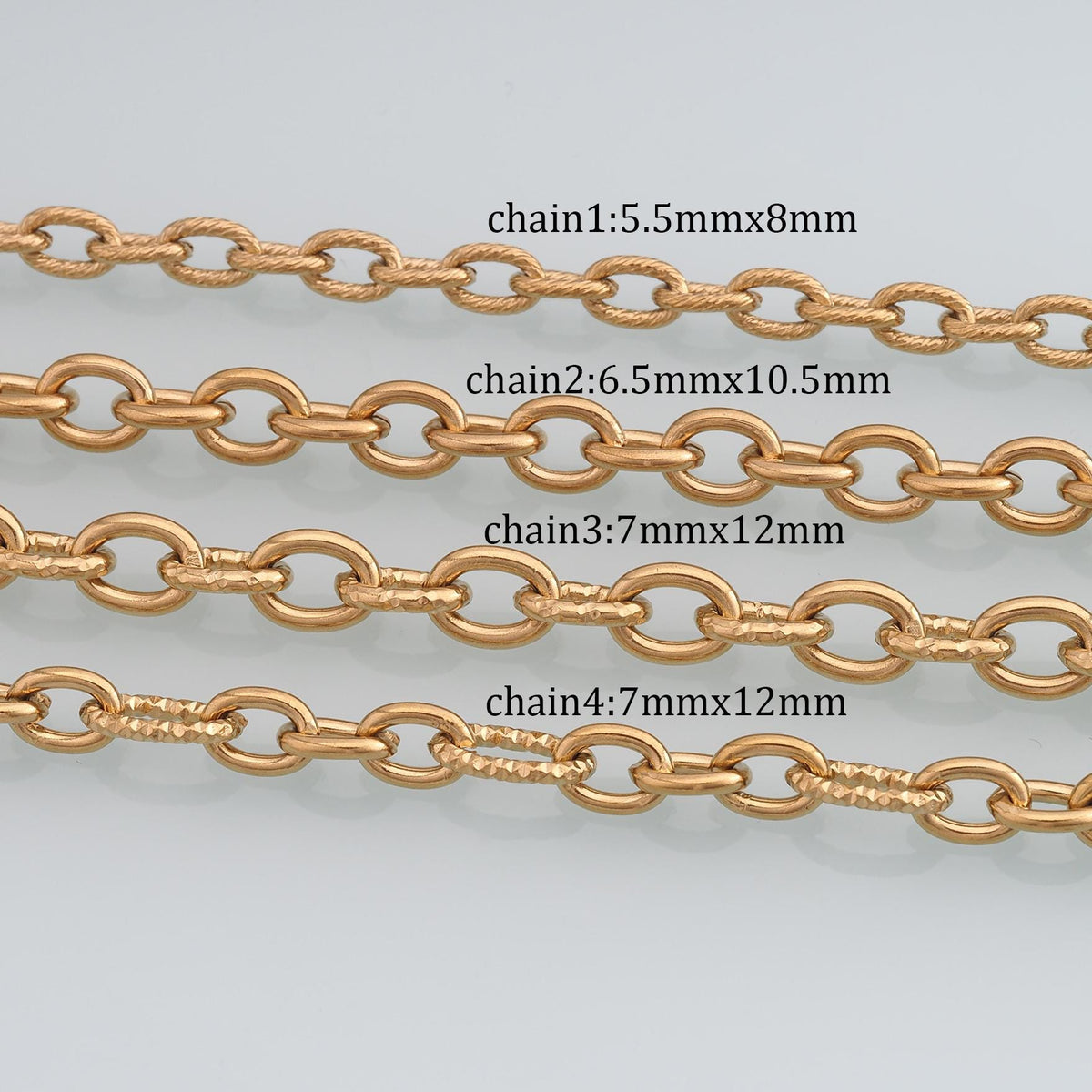 Stainless Steel Oval Texture Chain,14K Gold Stainless Steel Chain,Waterproof Chain for DIY Necklace Bracelet Making