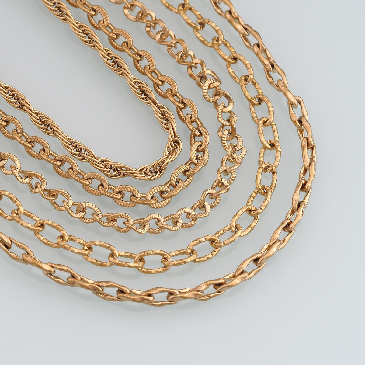 Stainless Steel Embossed Oval Chain,14K Gold Stainless Steel Chain,Waterproof Chain for DIY Necklace Bracelet Making