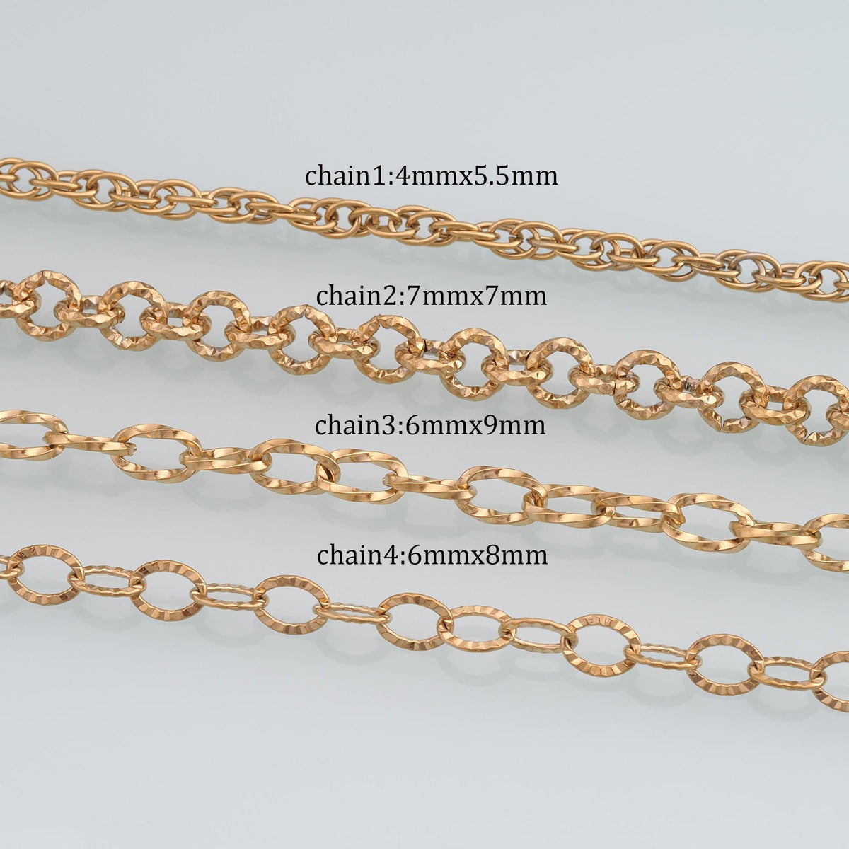 Stainless Steel Oval Texture Chain,14K Gold Stainless Steel Chain,Waterproof Chain for DIY Necklace Bracelet Making