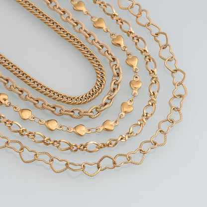 Stainless Steel Embossed Heart Chain,14K Gold Stainless Steel Chain,Waterproof Chain for DIY Necklace Bracelet Making