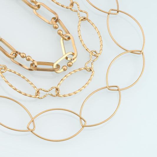 Stainless Steel Twist Oval Chain,14K Gold Stainless Steel Chain,Waterproof Chain for DIY Necklace Bracelet Making