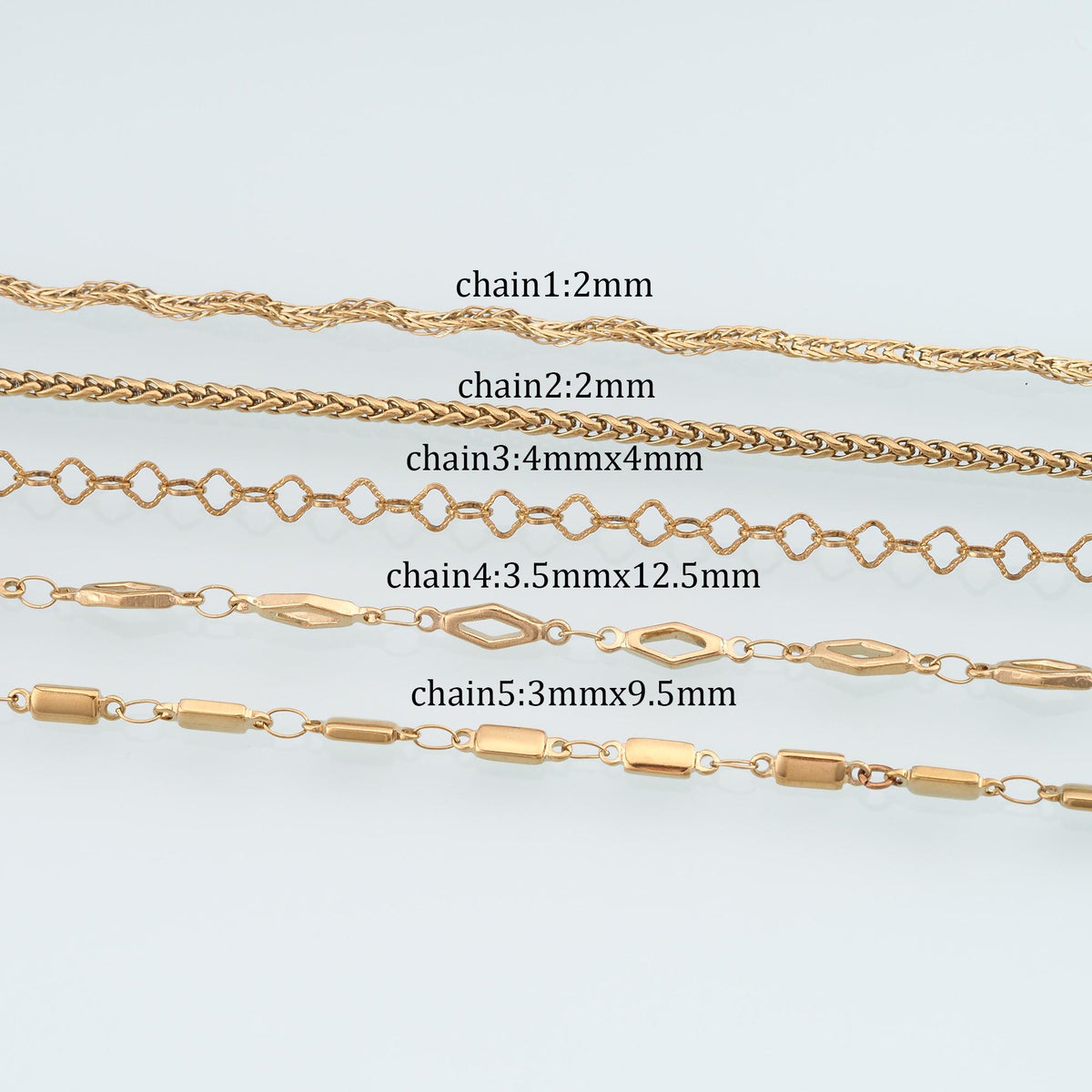 Stainless Steel Chopin Chain,14K Gold Stainless Steel Chain,Waterproof Chain for DIY Necklace Bracelet Making
