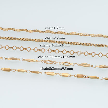 Stainless Steel Chopin Chain,14K Gold Stainless Steel Chain,Waterproof Chain for DIY Necklace Bracelet Making