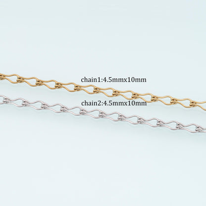 Stainless Steel Wavy Chain,14K Gold Stainless Steel Chain,Waterproof Chain for DIY Necklace Bracelet Making