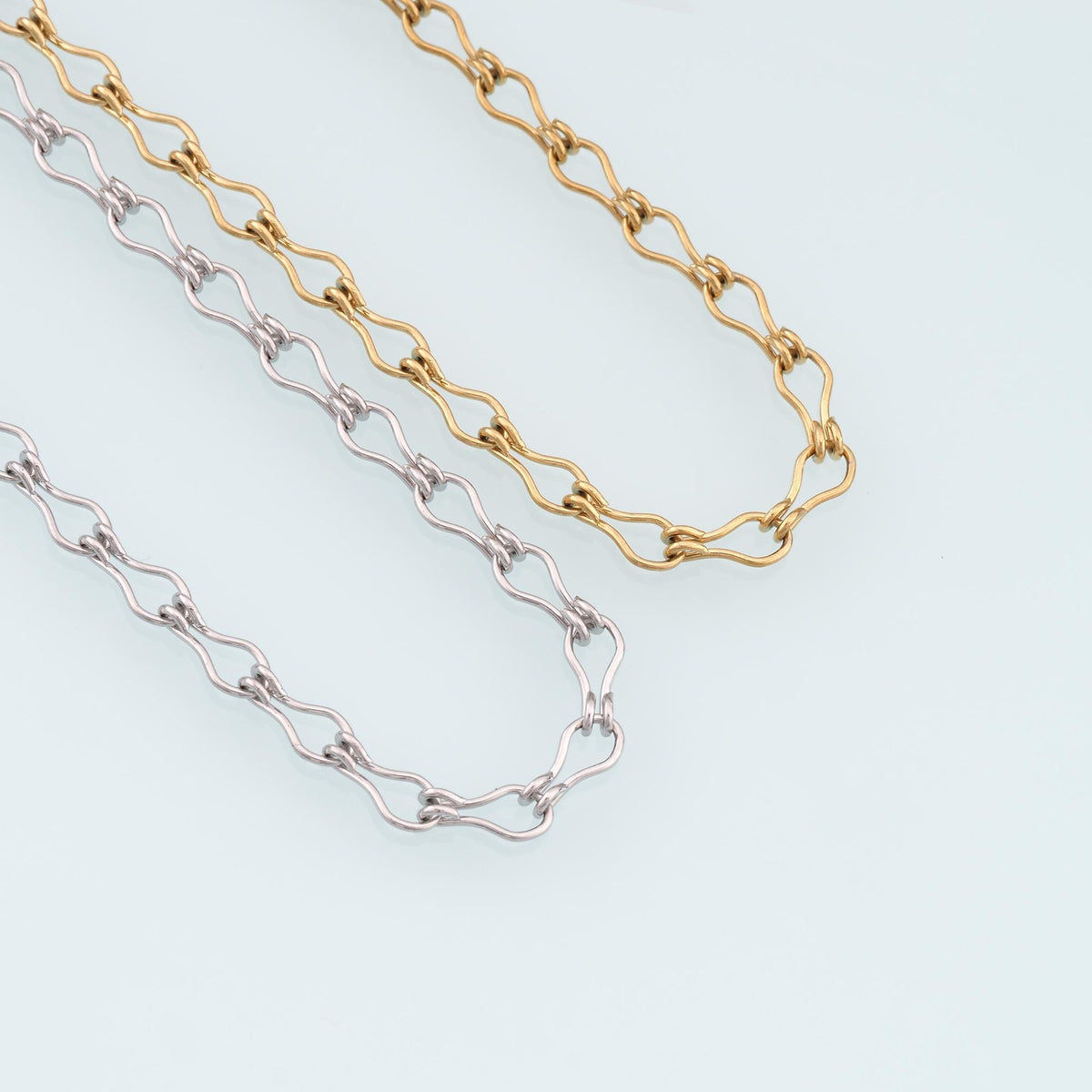 Stainless Steel Wavy Chain,14K Gold Stainless Steel Chain,Waterproof Chain for DIY Necklace Bracelet Making