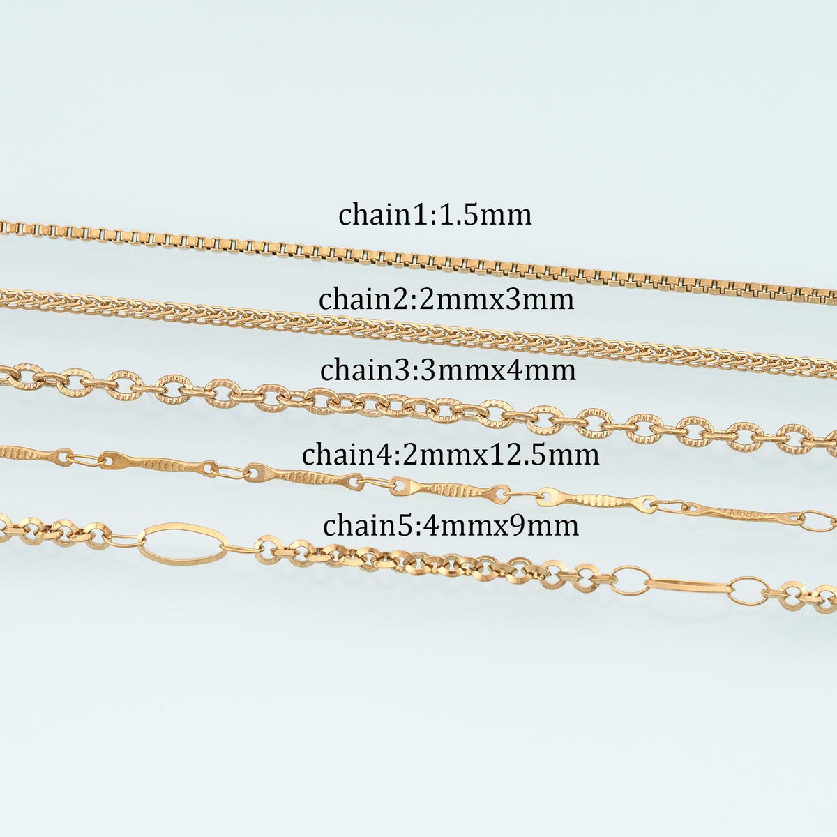 14K Gold Square Jewelry Chain 3.28 ft, 16.40 ft for Jewelry Making