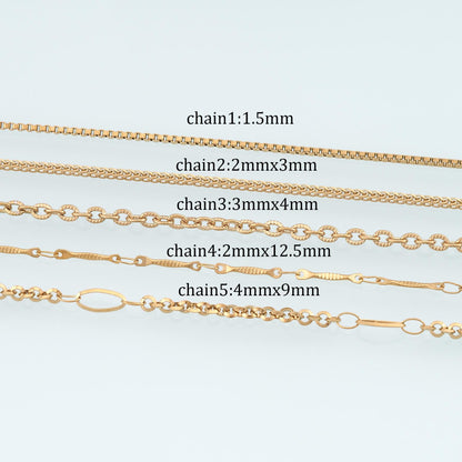 14K Gold Square Jewelry Chain 3.28 ft, 16.40 ft for Jewelry Making