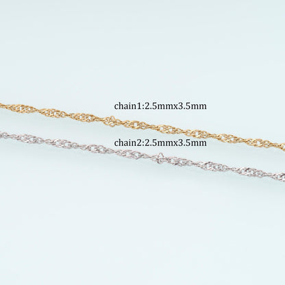 Stainless Steel Chopin Chain,14K Gold Stainless Steel Chain,Waterproof Chain for DIY Necklace Bracelet Making