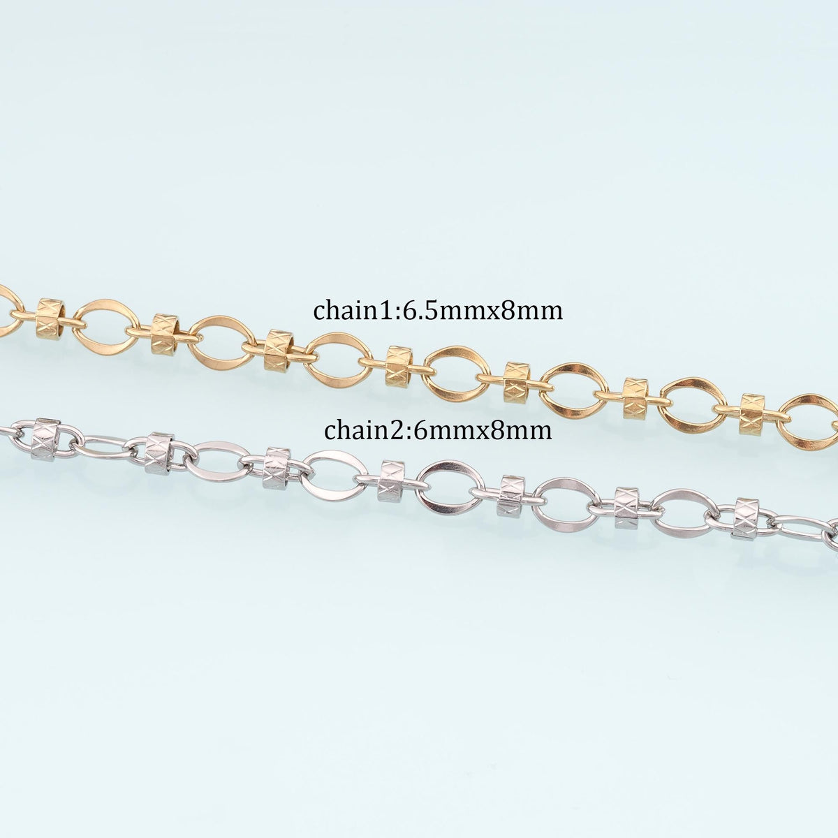 Stainless Steel Embossed Oval Spacer Chain,14K Gold Stainless Steel Chain,Waterproof Chain for DIY Necklace Bracelet Making