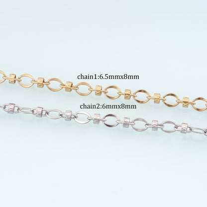 Stainless Steel Embossed Oval Spacer Chain,14K Gold Stainless Steel Chain,Waterproof Chain for DIY Necklace Bracelet Making