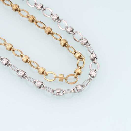 Stainless Steel Embossed Oval Spacer Chain,14K Gold Stainless Steel Chain,Waterproof Chain for DIY Necklace Bracelet Making