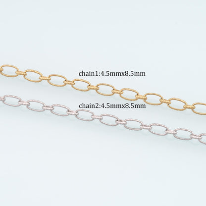 Stainless Steel Embossed Oval Chain,14K Gold Stainless Steel Chain,Waterproof Chain for DIY Necklace Bracelet Making