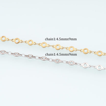 Stainless Steel Hollow Ring Chain,14K Gold Stainless Steel Chain,Waterproof Chain for DIY Necklace Bracelet Making
