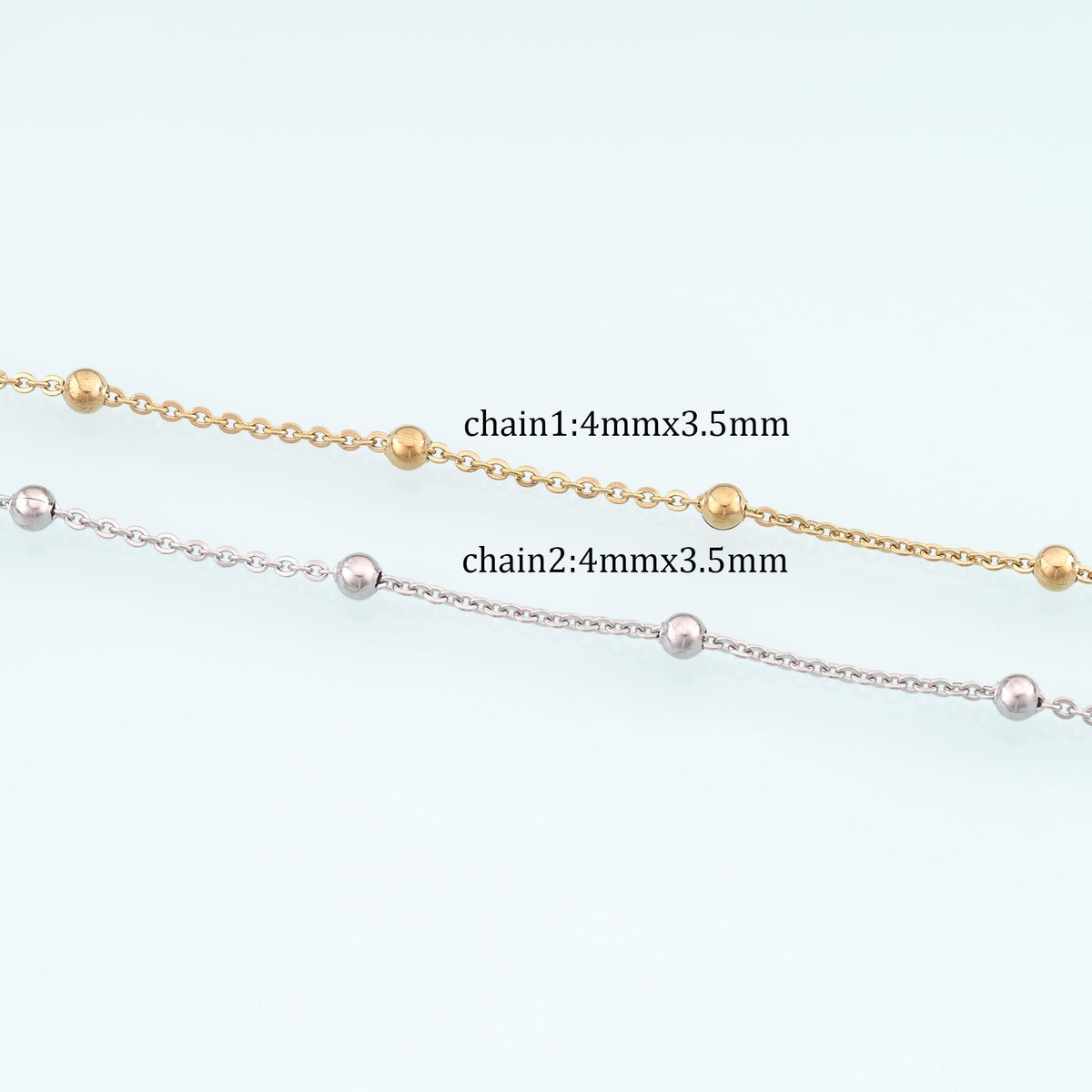 Stainless Steel Bead Chain,14K Gold Stainless Steel Chain,Waterproof Chain for DIY Necklace Bracelet Making