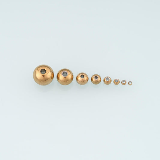 50 PCS Stainless Steel Round Beads, 14K Gold Filled Waterproof Spacer Beads,DIY Necklace Bracelet Findings Supplies