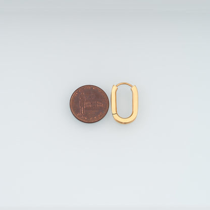 14K Gold Oval Huggie Hoop Earrings for Jewelry Making
