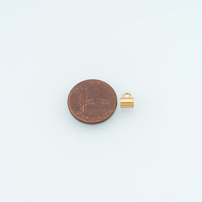Stainless Steel Tube End Caps with Loop, 14K Gold Filled Waterproof Never Fades.,DIY Necklace Bracelet Findings Supplies