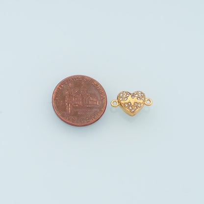 CZ Heart Magnetic Connector,14K Gold Stainless Steel Connector,Waterproof Connector for DIY Necklace Bracelet Making